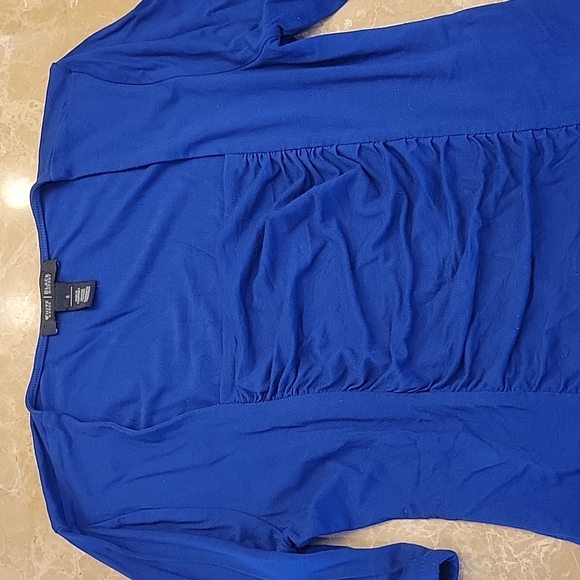 *White House Black Market Cobalt Blue Square Neckline w/ Ruched Front Design, S. - Picture 2 of 15